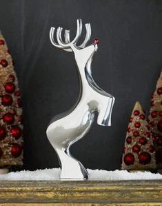 Nambe Metalllegierung Miniatur Rentier mit roter Nase Weihnachtsfigur, 4,5 Zoll - Silber - Bild 1 von 2