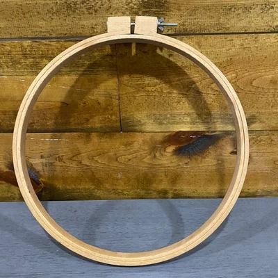 Embroidery Cross Stitching 14" Wooden Hoop Wing Nut Screw Tension Wooden Hoop - Image 1 of 4