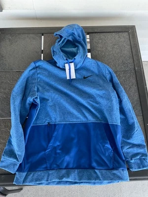 Nike Hooded Sweatshirt Therma New Tags Polyester Blue Heather Security Pocket - Image 1 of 4