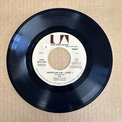 45 об/мин винтажный 7-дюймовый виниловый музыкальный автомат с одним хитом Don McLean American Pie - Изображение 1 из 2