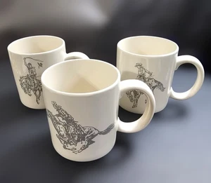 Marlboro Man Cowboy Bucking Bronco Western Rodeo Coffee Mugs Cups Set of 3 VTG - Picture 1 of 8