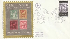 Enveloppe 1er jour Journée du timbre type Sage Avignon 1976 soie FDC - Picture 1 of 2
