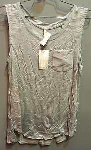 Camiseta sin mangas manga larga de malla gris liso marca Lovemarks $46 nueva con etiquetas - Imagen 1 de 1