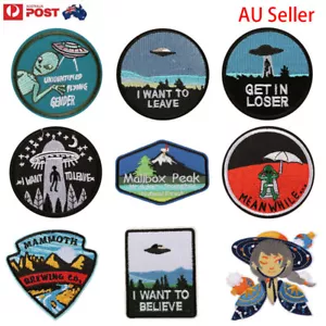 NEW AU STOCK Alien Theme Patch Embroidered Stitching Applique IRON ON Patches - Picture 1 of 19