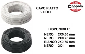 CAVO ELETTRICO 2 POLI PIATTO NERO o BIANCO VARIE SEZIONI DISPONIBILI DA 0.50 A 1 - Foto 1 di 3