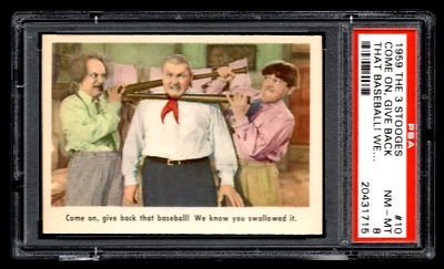 1959 Fleer Three Stooges #10 Come On Give Back That Baseball PSA 8 - Image 1 of 2