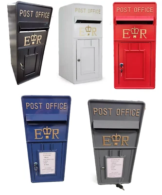 Post Box Letterbox Replica ER Lockable Front Door Cast  Post Office Mail Box - Image 1 of 4