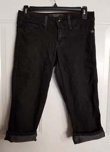 Pre-Owned Women's Domaine Black Denim Cropped Jeans Pants Size 3 Inseam 19" - Picture 1 of 2