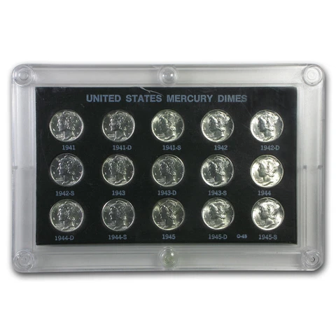 1941-1945 Mercury Dime Short Set BU (Capital Plastics Holder) - SKU #9068 Cover