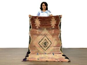 Vintage Rug Wool,Handmade Oriental Area Rug,Brown Moroccan Runner Rug,3x6 ft