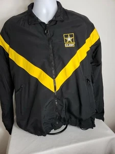 US Army Full Zip Windbreaker Jacket unisex size med Water Resistant black yellow - Picture 1 of 8