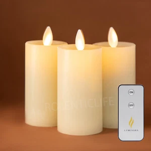 Set of 3  Luminara Flameless LED Wax Candles ,Remote Moving Wick 2" × 4.3" - Picture 1 of 8