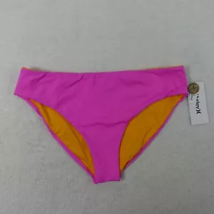 Hurley Bikini Bottom Womens Large Pink Orange Solid Reversible Full Coverage - Picture 1 of 10