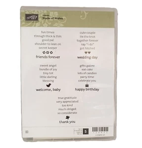 Stampin' Up! Stacks of Wishes 126432 Set of 5 Stamps Unmounted Hostess Retired - Picture 1 of 7