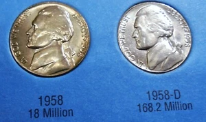 1958 p ,d Choice BU Jefferson Nickels Choice Uncirculated #88 - Picture 1 of 4