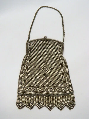 ¡Bolso monedero de malla vintage Whiting & Davis Art Deco esmalte aleta 11"! Foto 1 de 4