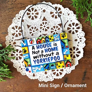 *  Yorkiepoo DOG * Mini Sign / Ornament Yorkie Poo Poodle Yorkipoo New Pkg'd USA - Picture 1 of 4