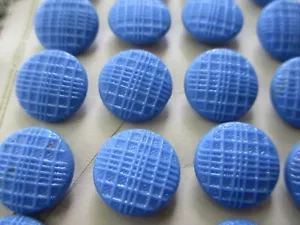 Card of 24 Vintage 1/2" periwinkle blue hashmark Glass Buttons Pre WWII~NOS - Picture 1 of 2