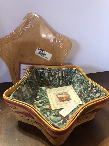 Longaberger Christmas Collection 2001 Shining Star Basket, Liner & Protector NEW Cover