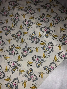 1 Meter Elfenbein/Grau Affenmuster 100% Reine Baumwolle Stoff 45" Breit Kleid Handarbeit - Bild 1 von 2