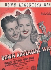 PARTITURAS-1940-Betty Grable-"Down Argentina Way" - Imagen 1 de 1