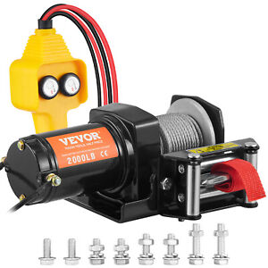 VEVOR Electric Winch 12V 2000lb Steel Cable ATV Winch Towing Vehicles Truck SUV