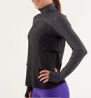 Lululemon Women&#39;s Sun Runner Hybrid Black Gray 1/4 Zip Pullover Jacket READ