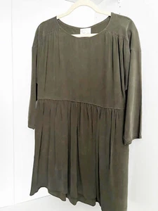 Womens Wilfred Le Fou Green Silk Babydoll 3/4 sleeve Dress S NWOT - Picture 1 of 8