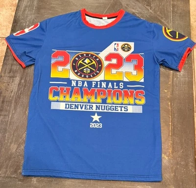 Camiseta azul de los Denver Nuggets de las Finales de la NBA de los Denver Nuggets 2023 talla L Foto 1 de 4