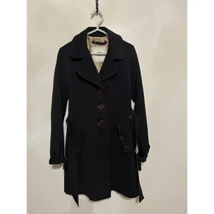 Burberry Wool Trench Coat Women's Size Small Luxury Designer Long Line Jacket   - Picture 1 of 12