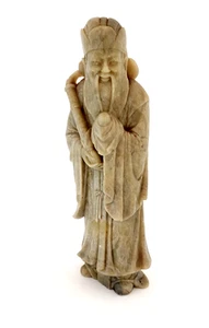 Handgeschnitzte Speckstein Figur chinesischer Gott der Langlebigkeit - Bild 1 von 14