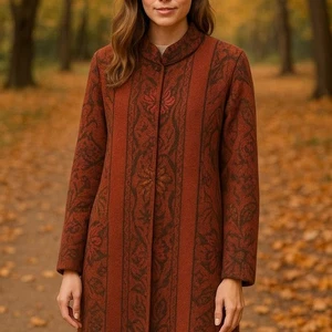 Peruvian Connection Bolivian Alpaca Long Cardigan Sweater Coat Lined Size Medium - Picture 1 of 10