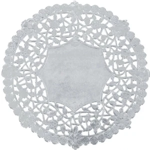 Silver Foil Paper Lace Doilies 6" Round – Decorative Disposable Placemats - Picture 1 of 3