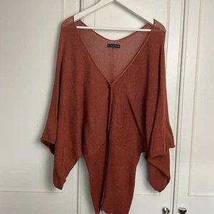 Ischiko Womens Cotton Cardigan Size UK14 Brown Knit Boho Lagenlook Dolman - Picture 1 of 16
