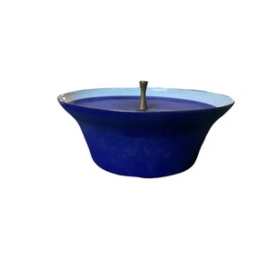 10" MCM Matte Blue Casserole Dish/Cooking Pot with Gold Sputnik Handle - Picture 1 of 9