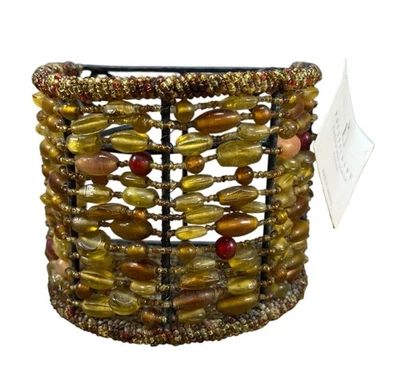 Новый Pottery Barn "Madura" Янтарный Бисер Настенное Бра Обет Подсвечник Boho - Изображение 1 из 4