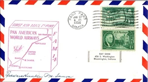 Pan American World Airways Erstflug Pago Pago Samoa - Honolulu - 1956 - Bild 1 von 2