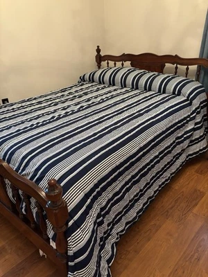 105英寸x95英寸棉被绗缝海军蓝和白色,条纹和格子无品牌 — 第 1/3 张图片