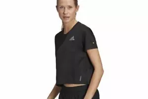Adidas Primeblue Tee Top T Shirt Womens Ladies Black Size UK 16-18 #REF11 - Picture 1 of 1