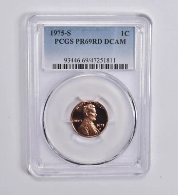 PR69 RD DCAM 1975-S Lincoln Memorial Cent PCGS Blue Label - Image 1 of 4