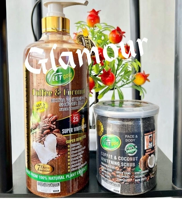 2pcs Veetgold coffee & coconut face  & body corrector shower gel & scrub set - Image 1 of 4