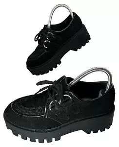 Truffle Collection Creepers Zapatos, Negro Imitación Gamuza, Plataforma, Gótico, Mujer UK 4 - Imagen 1 de 12