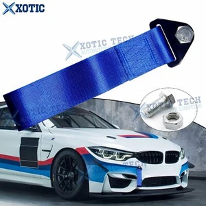Sporty Race Style Blue Auto Car Towing Hook Tow Strap For BMW Front Rear Bumper - Picture 1 of 5