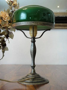 Tischlampe Pilz Lampe Jugendstil Antik Bankerlampe Schreibtischlampe Messing NEU - Bild 1 von 6