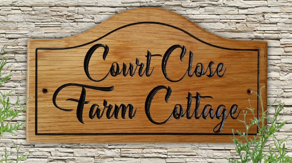 Personalised Oak Carved  House  Number Name Wooden Sign Outdoor Address  Plaque - Image 1 of 4
