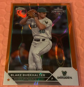 BLAKE BURKHALTER 2023 Topps Pro Debut SSP ORANGE LAVA REFRACTOR 8/25 BRAVES