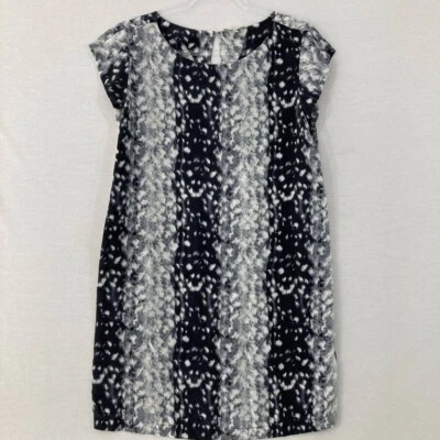 Joie черный серый круглый вырез короткий рукав шелк Shift платье средний - Изображение 1 из 4