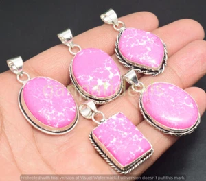 Pink Larimer Gemstone Pendant 925 Silver Plated Wholesale 5pcs Jewelry Lots - Picture 1 of 1