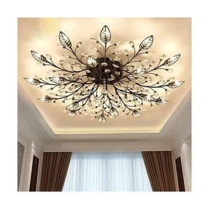 Modern Crystal Ceiling Light Fixture,Semi Flush Mount Chandeliers,Crystal Lea... - Picture 1 of 6