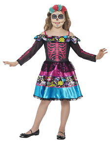 Costume robe de fantaisie fille enfants mexicain jour des morts zombie mariée Halloween